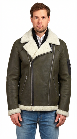 Olive with White Shearling