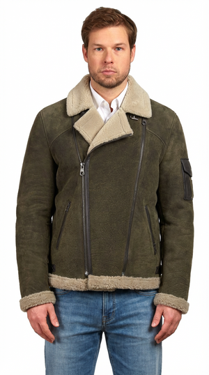 Olive with Beige Shearling